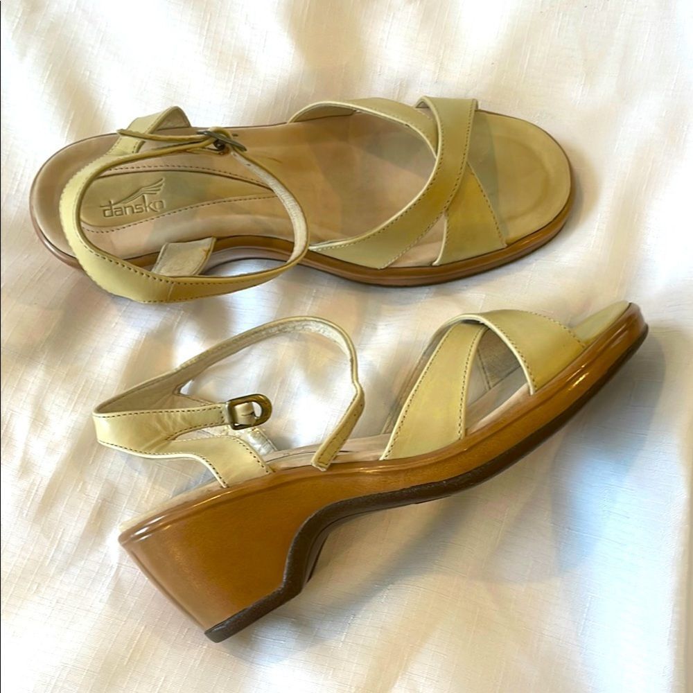 Dansko leather wedge sandals.  New